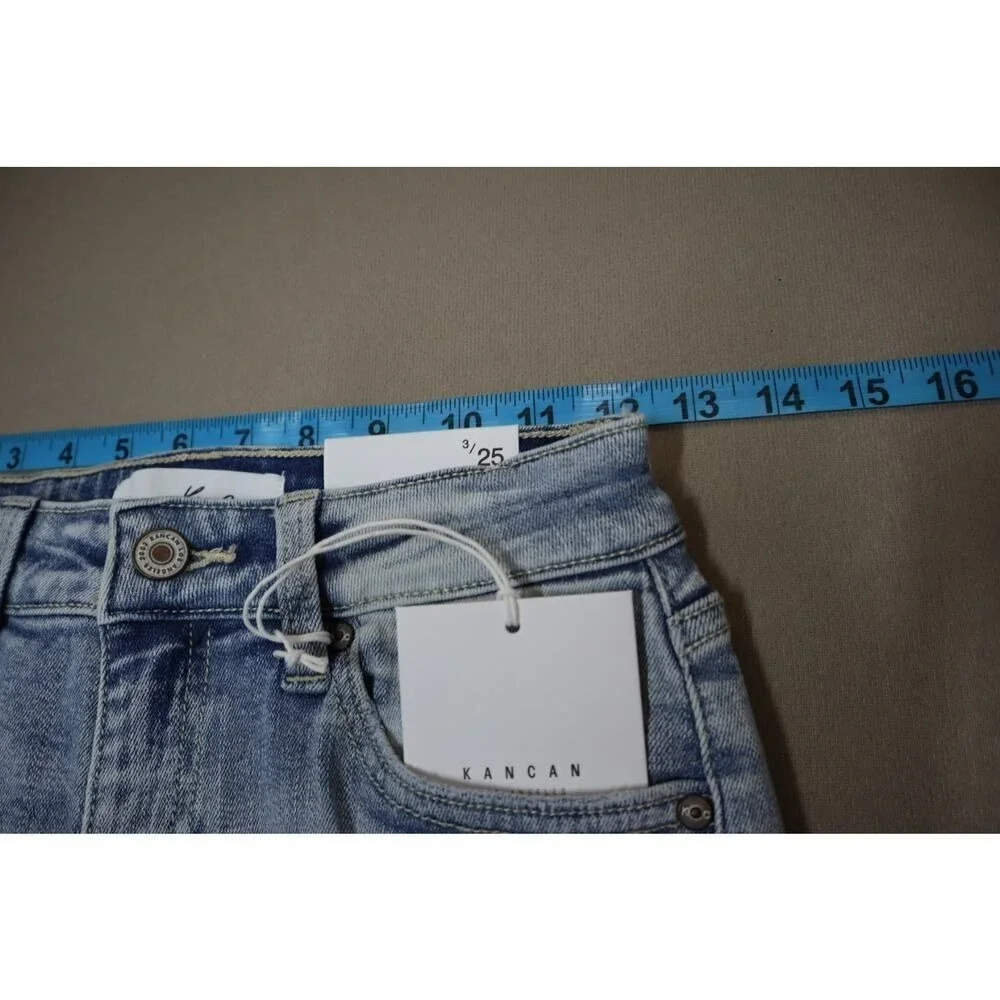 Kancan Mid Rise Ankle Skinny Ripped Light‎ Denim Jeans Size 3/25